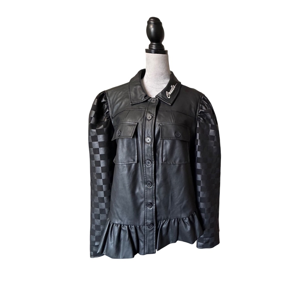 Disney Parks Her Universe Cruella De Vil Faux Leather Peplum Jacket Black 2X